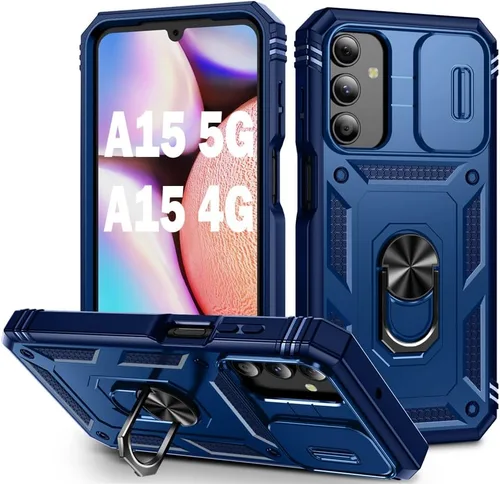 Vista 212 de PASNEW Funda militar para iPhone 13 Pro Max, cubierta de cámara deslizante y soporte de anillo de metal de 360°, carcasa rígida multicapa resistente
