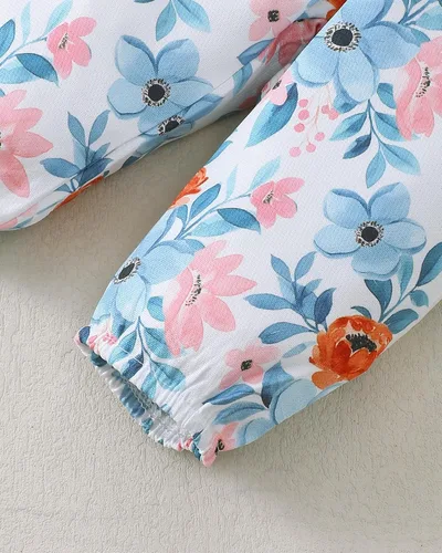 Vista 30 de SUNNY PIGGY Ropa para bebé recién nacida, con volantes, mameluco de algodón floral, conjunto de pantalones de algodón para niñas