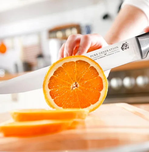Vista 8 de Cuchillo para tallar carne de 8 pulgadas, cuchillo de carnicero, cuchillo afilado de acero alemán con mango ergonómico para cortar pavo, jamón