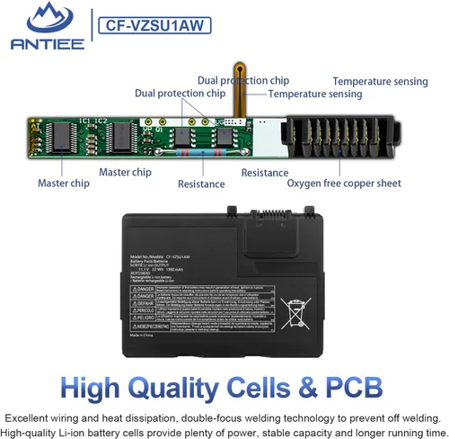 Vista 4 de ANTIEE CF-VZSU1AW - Batería de repuesto para Panasonic Toughbook CF-33, Toughbook CF-33AEHFATG, Toughbook CF-33AEQGATG, Toughbook CF-33mk1 Series