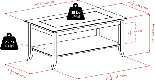 Vista 3 de Mesa para café rectangular Génova de Winsome con parte superior de vidrio