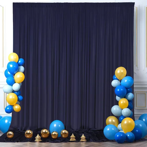 Vista 24 de Cortinas de fondo azul bebé de 10 x 9 pies sin arrugas para fiestas, cortinas de tela gruesa para fotos, para bodas, cumpleaños, baby shower