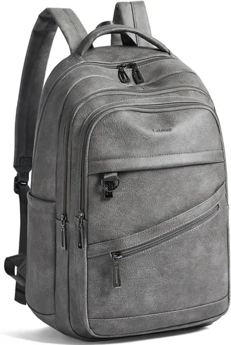 Vista 12 de LATMAP Mochila de 43L para mujeres y hombres - Mochila de cuero vegano, bolsa de viaje, maleta de mano, mochila universitaria, para trabajo