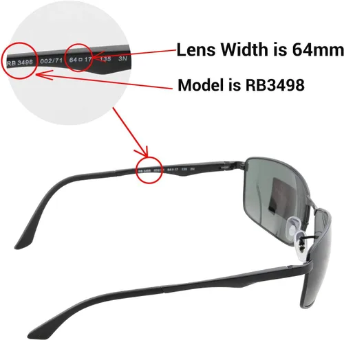 Vista 4 de Walleva Lentes de repuesto para lentes de sol Ray-Ban RB3498 de 2.520in, múltiples opciones disponibles