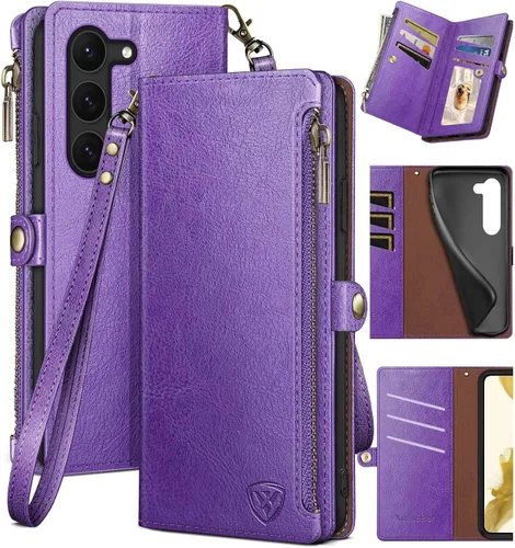 Vista 8 de XcaseBar Funda tipo cartera para Samsung Galaxy S23 Plus con cremallera 【Bloqueo RFID】 Titular de la tarjeta de crédito, Libro de folio con tapa