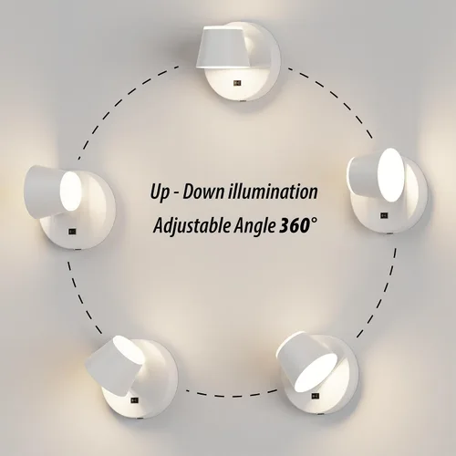 Vista 4 de URSOLA Aplique de pared que funciona con pilas con control remoto, lámpara de pared recargable con batería LED de 9000mAh, 3CCT y ajustable
