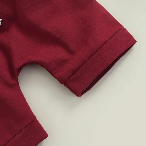 Vista 14 de Conjunto de ropa casual de manga corta con botones y pantalones cortos de lino para bebés y niños pequeños