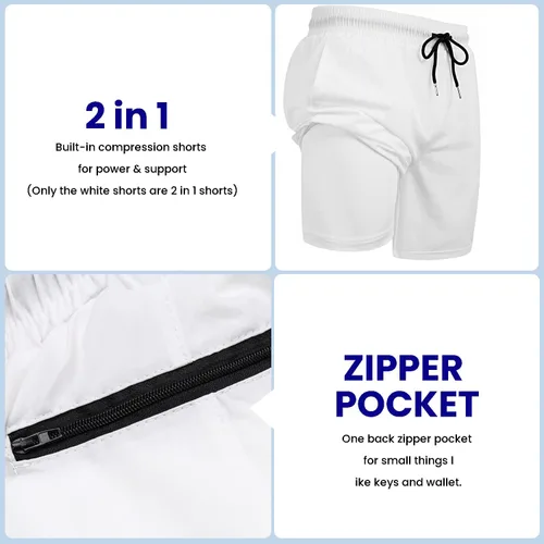 Vista 4 de COOFANDY - Paquete de 2 pantalones cortos de entrenamiento para hombre de 7 pulgadas, de secado rápido, pantalones cortos deportivos ligeros
