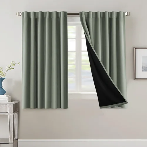Vista 9 de H.VERSAILTEX Cortinas 100% opacas para dormitorio con forro negro, cortinas de oscurecimiento de habitación completa, con aislamiento térmico