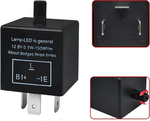 Vista 2 de Relé intermitente LED CF-13, relé de señal de giro ajustable de 3 pines CF13 EP34 - Relé intermitente para luces LED, resuelve problemas