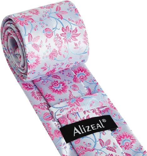 Vista 185 de Alizeal Mens 3.15inches Leaf Flower Pattern Tie with Floral Pocket Square Set