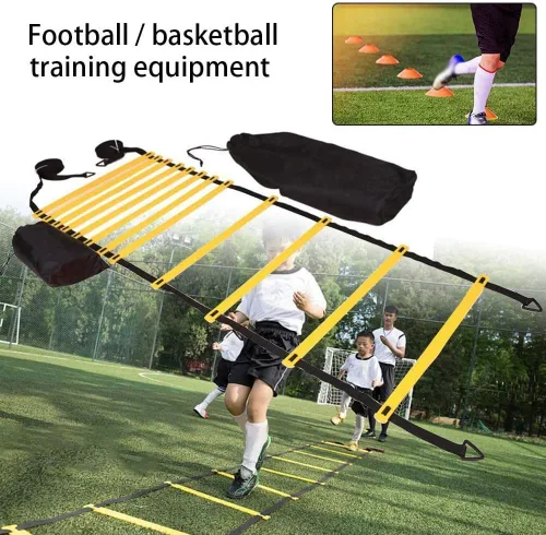 Vista 3 de Escalera de agilidad, escalera de velocidad, juego de equipos de entrenamiento de velocidad, escalera de agilidad de 20 pies, 12 conos de fútbol