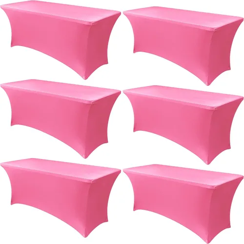 Vista 11 de Obstal Paquete de 6 Fundas de Mesa Elásticas de Spandex para Mesas de 6 Pies - Mantel Rectangular Universal Ajustado de 6 Pies Protector para Bodas