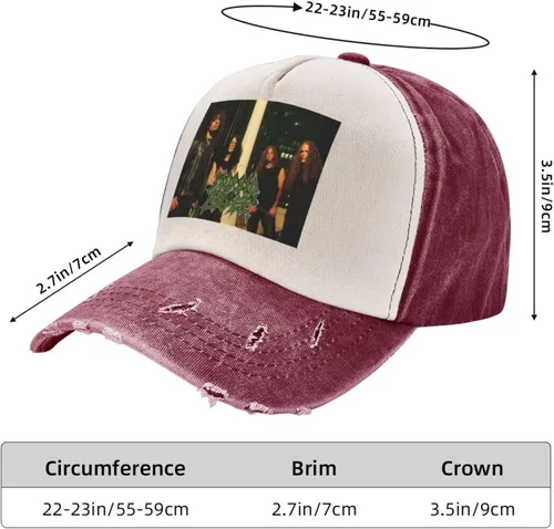 Vista 5 de Morbid Music and Angel Unisex Vintage Washed Distressed Baseball-Cap Twill Adjustable Dad-Hat Dark Red