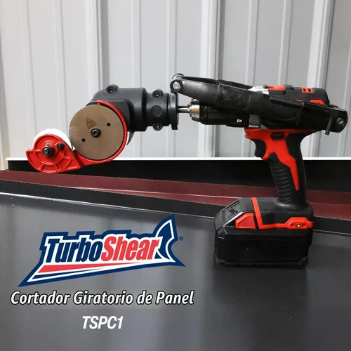 Vista 9 de Malco TurboShear TSPC1 - Cortador de panel rotativo - Accesorio de taladro para cortar metal, vinilo, techos acanalados y paneles de pared - Ruedas