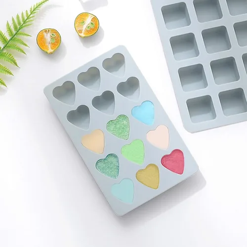 Vista 4 de Molde de silicona de 3 piezas, forma redonda, cuadrada, caramelo y Reutilizable, fácil de liberar, moldes para hacer decoración de pasteles Azul