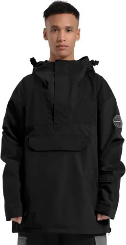 Vista 29 de GSOU SNOW Chaqueta de esquí para hombre, abrigo de nieve para snowboard, cálido, invierno, impermeable, con capucha
