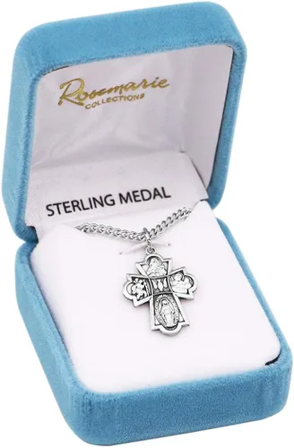 Vista 5 de Rosemaries Religious Gifts Collar pequeño con colgante de medalla de confirmación de cruz en cuatro direcciones 18 pulgadas Metal no conocido