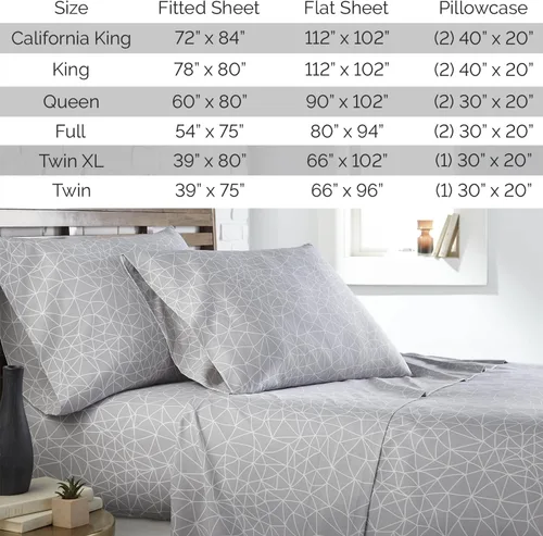 Vista 170 de Southshore Fine Living, Inc. Colección Winter Brush, juego de sábanas de 3 piezas para cama individual, sábana bajera con bolsillo profundo de 14