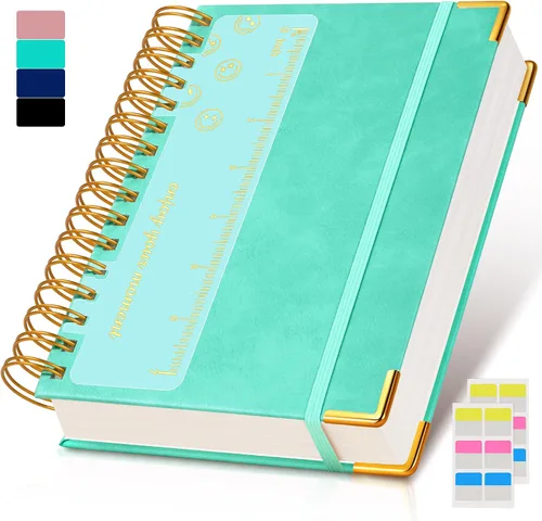 Vista 18 de Cuaderno Diario de Espiral 8.5" x 11", 300 Páginas de Tapa Dura con Forro de Cuero para Mujeres y Hombres, Cuadernos A4 Grandes con Rayas