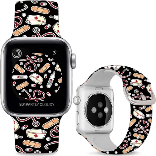 Vista 15 de Correas de silicona suaves compatibles con Apple Watch Band de 1.496 in 1.575 in 1.614 in 1.654 in 1.732 in 1.772 in 1.811 in 1.929 in, correa