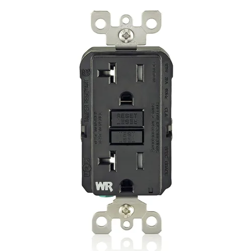 Vista 15 de Leviton SmartlockPro receptáculo resistente al clima, comprobación automática, con guía de luz e indicador LED, GFWT1-E Negro