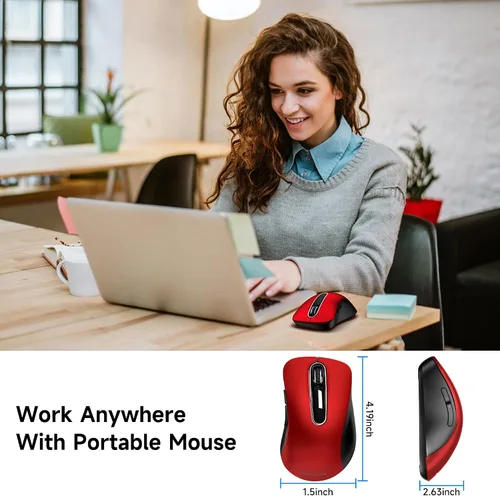 Vista 13 de memzuoix Ratón inalámbrico de 2.4G, mouse de computadora de 1400 DPI con receptor USB, ratones USB inalámbricos portátiles a batería para laptop