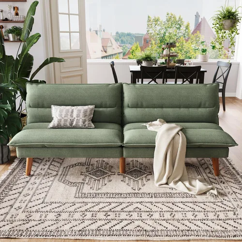 Vista 2 de LINSY HOME Sofá Cama Futón - Sofá Cama de Pana Convertible con Respaldo Ajustable, Sofá Cama Pequeño Moderno Tipo Loveseat para Espacios Pequeños