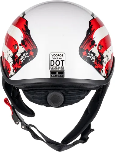 Vista 4 de VCOROS VHF04 - Casco de motocicleta para adultos, estilo retro, con cara abierta Adult Vintage Cruiser Motorcycle Helmet Retractable Sun Visor DOT