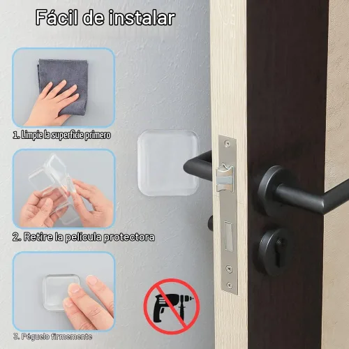 Vista 5 de Juego de protectores de pared para tope de puerta cuadrado transparente - 6