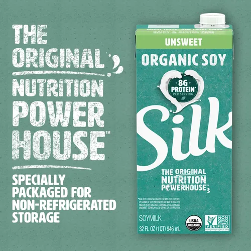 Vista 6 de Silk Leche de soja orgánica sin azúcar, cajas asépticas de 32 onzas (paquete de 6)
