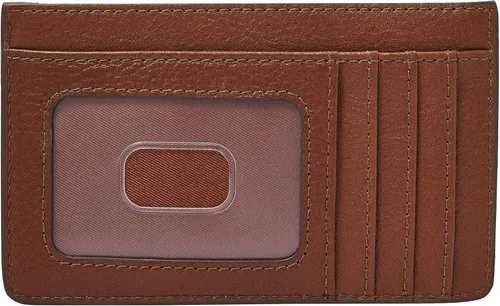 Vista 3 de Fossil Cartera Logan de piel para tarjetas para mujer cartera con llavero