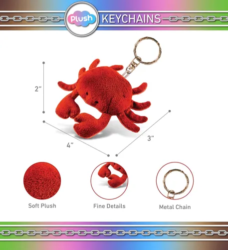 Vista 2 de Puzzled Llavero de peluche de cangrejo rojo, 4 pulgadas, llavero de juguete suave para amantes de la vida oceánica, bonito accesorio decorativo