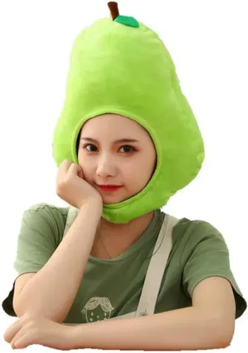 Vista 3 de HIPIHOM Plush Fruit Headgear Hat Funny Novelty Hat Sleeping Pillow Toy Photo Props Warm Cosplay Costume Head Accessories