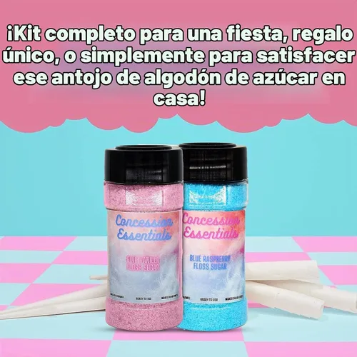 Vista 2 de Perfectware 2 tarros de 16 onzas de azúcar de algodón de azúcar (vainilla rosa y frambuesa azul)