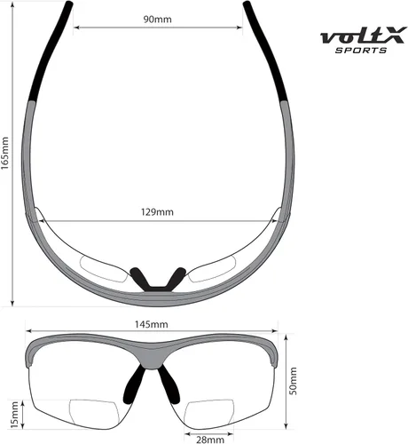 Vista 8 de voltX 'ULTIMATE SPORTS' Gafas de seguridad bifocales (montura transparente, lente transparente + 1.0 dioptrías) – Lente UV400 con revestimiento