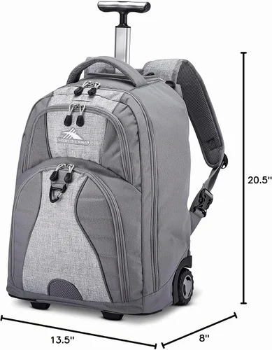 Vista 5 de High Sierra Freewheel - Mochila para portátil con ruedas, color plateado jaspeado, 20.5 x 13.5 x 8 pulgadas Plateado combinado