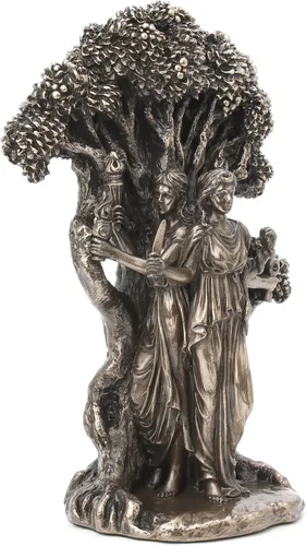 Vista 2 de Veronese Design Estatua de resina Hécate de la diosa de la luna triple de 7 1/4 pulgadas, acabado de bronce antiguo