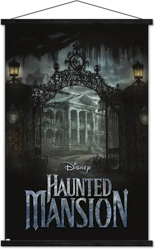 Vista 7 de Trends International Disney Haunted Mansion - Póster de pared de mansión, 22.37 x 34.00 pulgadas, paquete de impresión premium y colgador de madera