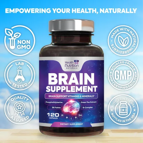 Vista 4 de Suplemento de memoria cerebral, nootrópicos de fuerza 3 veces para concentración, claridad y apoyo de enfoque, salud cerebral, vitaminas cognitivas