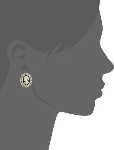 Vista 2 de 1928 Jewelry Pendientes de botón de clip de filigrana ovalados en blanco y negro para mujer, Zinc, No es una piedra preciosa