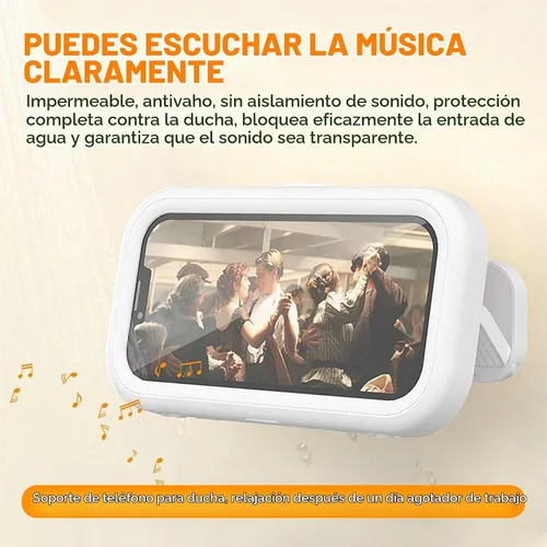 Vista 5 de CoguZed Soporte de teléfono impermeable para ducha, actualizado en 2023, rotación de 480°, compatible con iPhone 15/14/13/12/11 Pro Max, Samsung