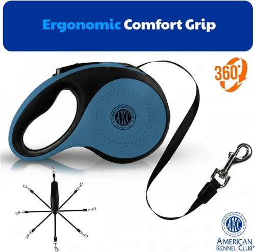 Vista 5 de American Kennel Club Correa retráctil resistente para perro, 16.4 pies, sin enredos, agarre ergonómico, freno de una mano, para perros medianos