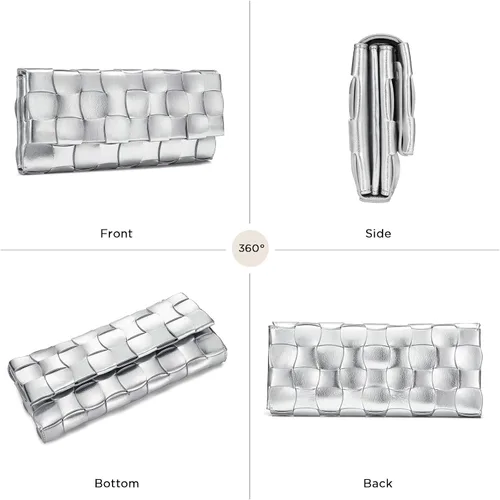 Vista 6 de CHUNLI Bolsos de mano tejidos de noche para mujer, bolso cruzado de poliuretano para noche, eventos formales, boda, fiesta