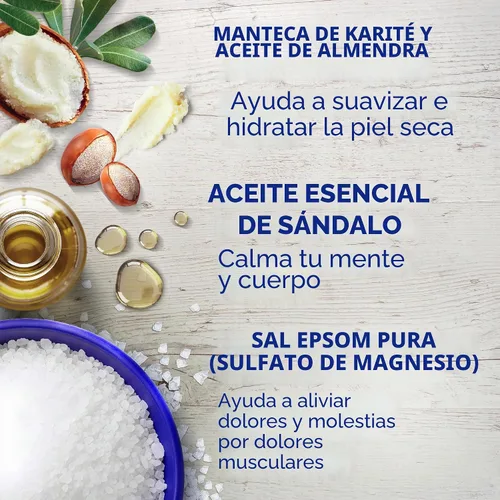 Vista 6 de Dr Teal's - Sal de Epsom con Magnesio para Remojar, Suavizar y Hidratar con Manteca de Karité y Aceite de Almendras, 3 libras