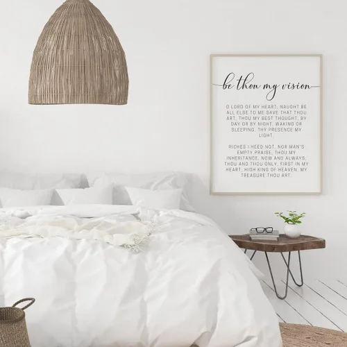 Vista 3 de NATVVA Letrero de himno de pared con texto en inglés «Be Thou My Vision», pósteres de lienzo para sala de estar, decoración de pared cristiana sin