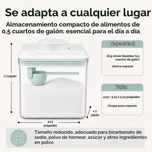 Vista 3 de POP Spice - Recipientes herméticos pequeños para hornear, 2 tazas (0.5 cuartos de galón / 16.9 fl oz), recipiente transparente 1/2 cucharada
