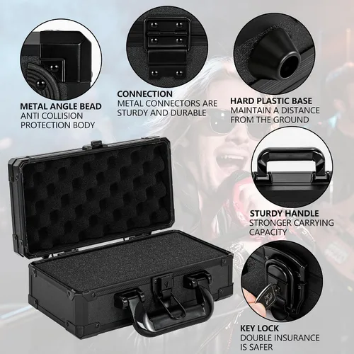 Vista 4 de Estuche de transporte de 11 pulgadas con espuma precortada en cubitos personalizable, carcasa de aluminio, construcción robusta de aleación