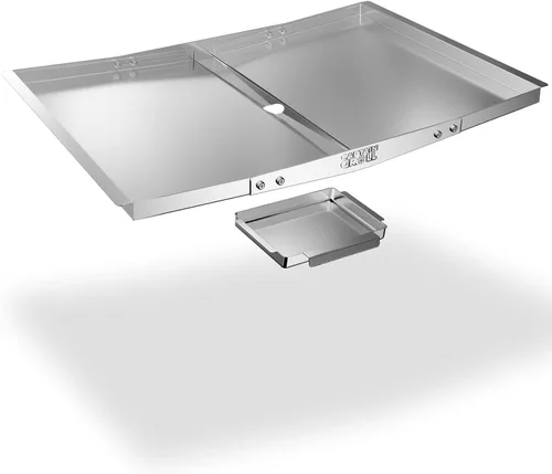 Vista 7 de Bandeja de grasa con bandeja de recogida – Piezas de repuesto para parrilla Dyna Glo, bandeja de goteo de acero inoxidable ajustable para modelos
