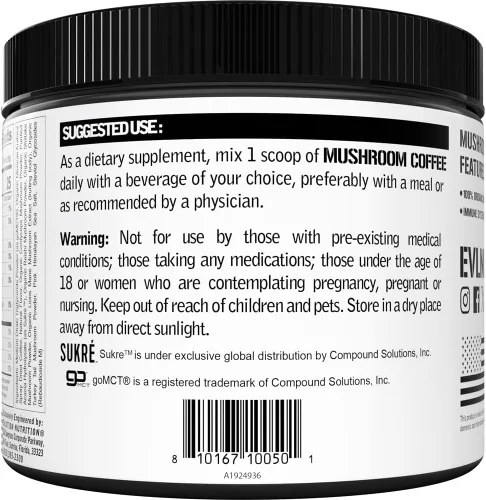 Vista 5 de Evlution Nutrition - Café de hongos – Apoyo energético, nervioso y del sistema inmunológico – 100% orgánico Reishi, shiitake, melena de león y polvo